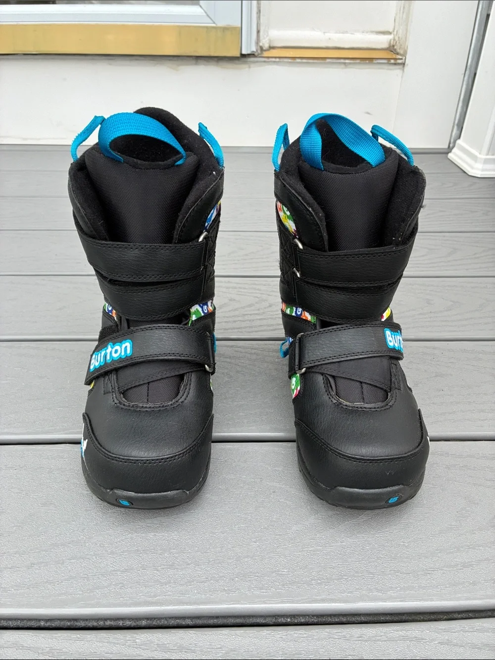 Burton Kids' Grom Snowboard Boots Black with Multicolor Accents Size 4